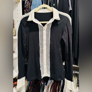 Anne Fontaine Alexandra Black and White Button-Down Shirt, size 40 (US 6-8)